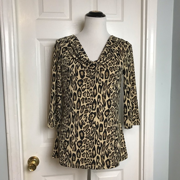 Madison Tops - Madison Animal Print Cowl neck Top. Size S